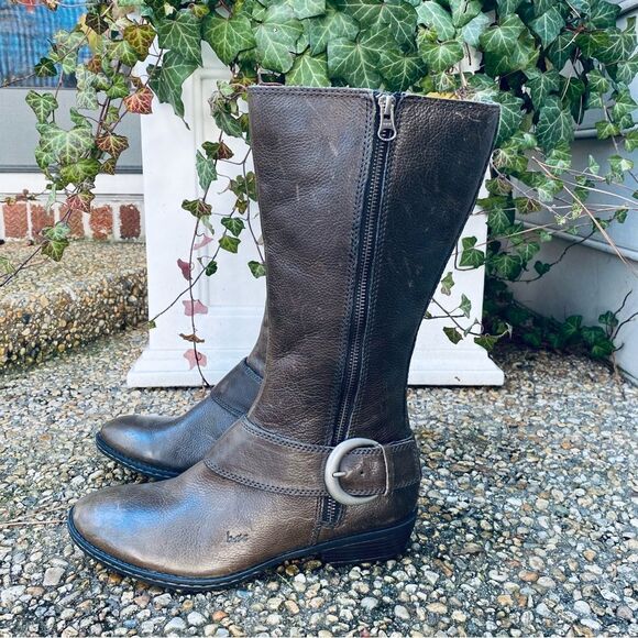 Born b.o.c. Calf high belted comfort boots 7.5 - Picture 2 of 8